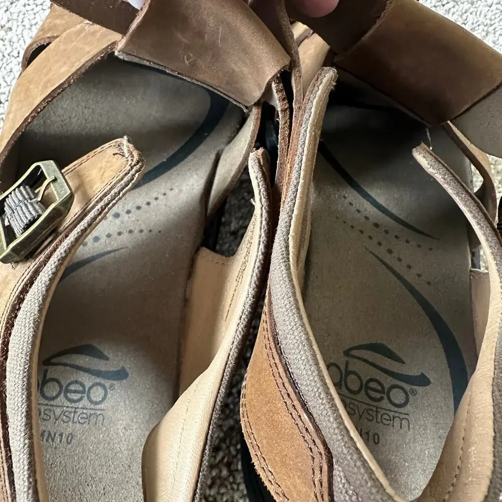 Abeo Brandon Neutral Leather Fisherman Sandals Leather Brown Mens 10 Bio Systems
